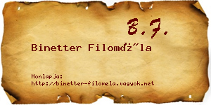 Binetter Filoméla névjegykártya